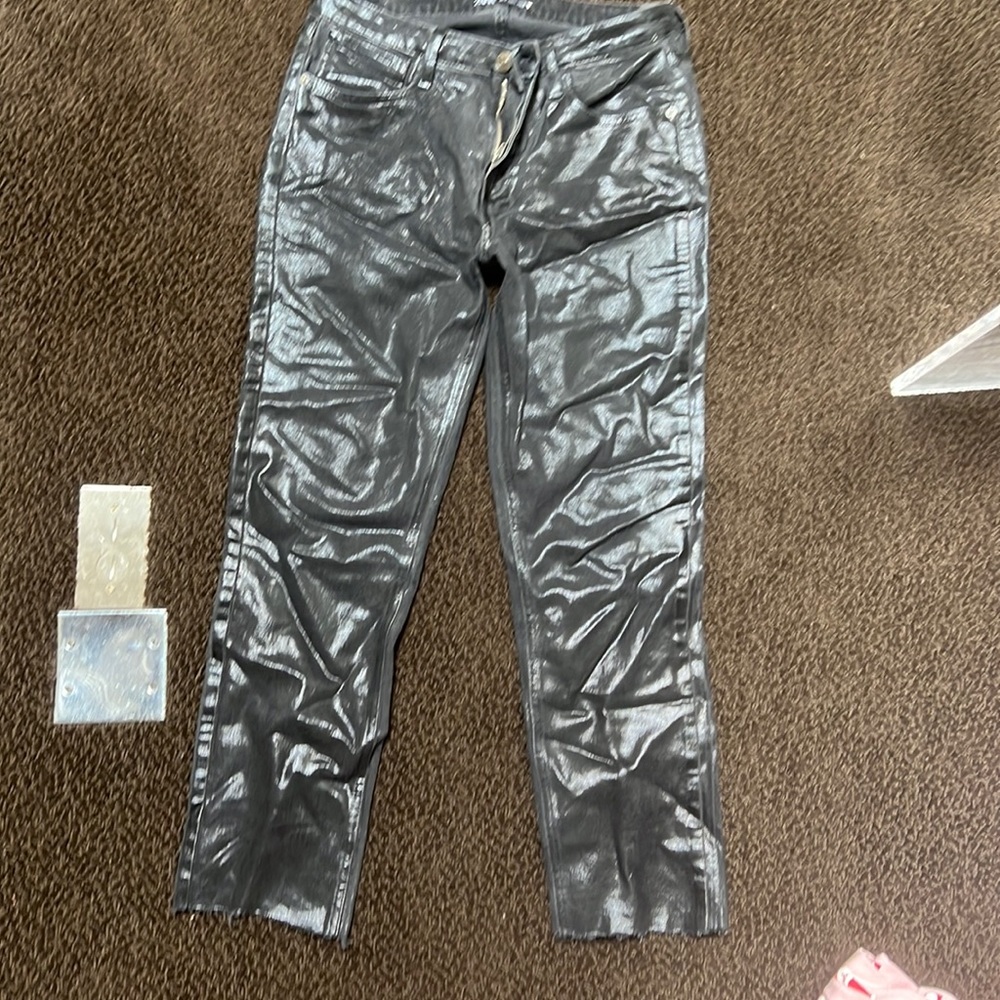 Shiny black straight leg zara jeans size 6